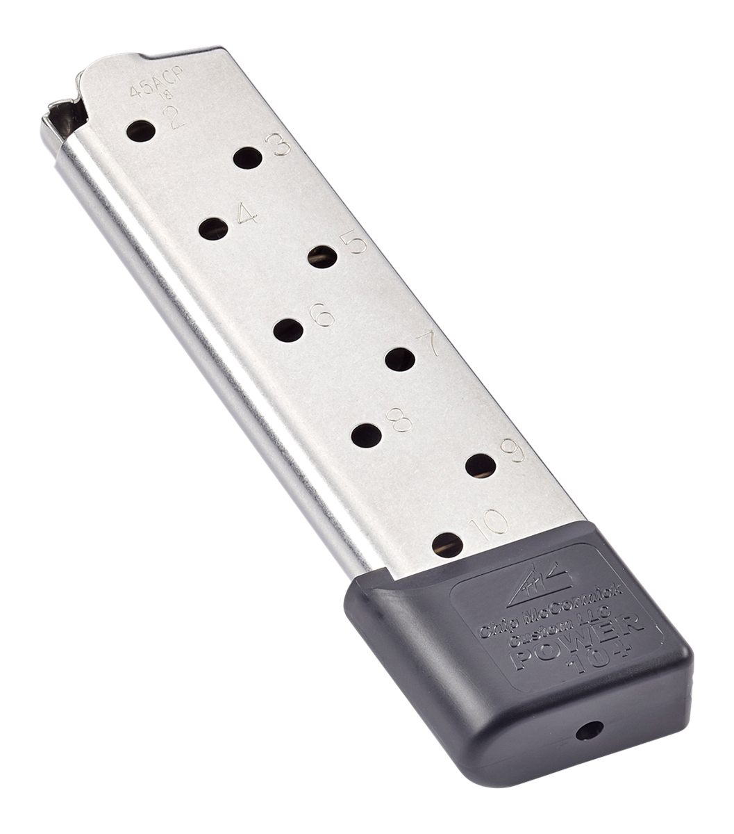 CMC Products 12150 Power Mag Plus 10rd 45 ACP Fits 1911 Government Stainless Steel w/ Black Base Pad