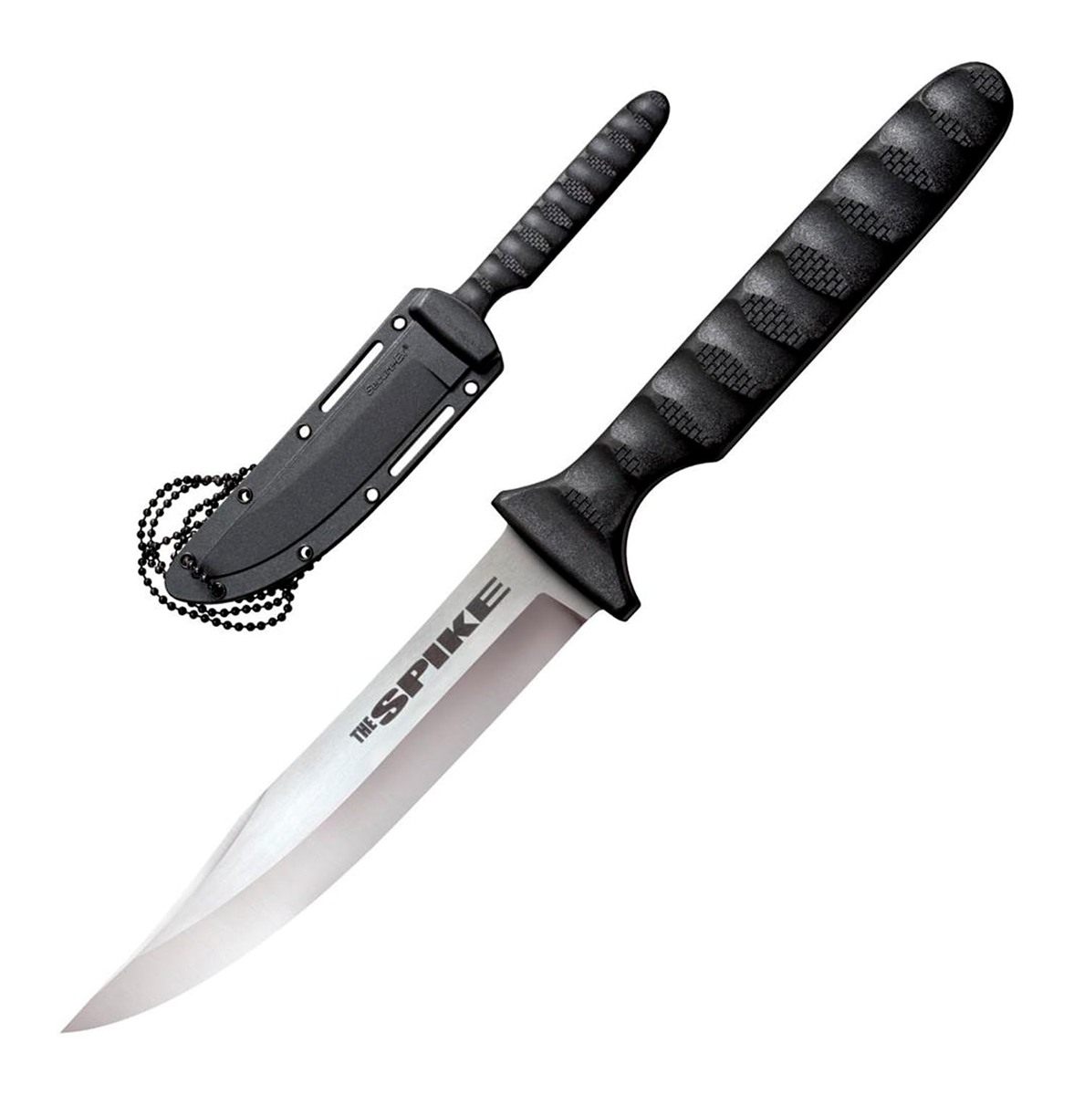 Cold Steel Bowie Spike Durable Lightweight German 4116 Stainless Steel 4" Fixed Blade Tactical Outdoor Hunting Neck Knife, Textured Griv-Ex Handle, Secure-Ex Sheath