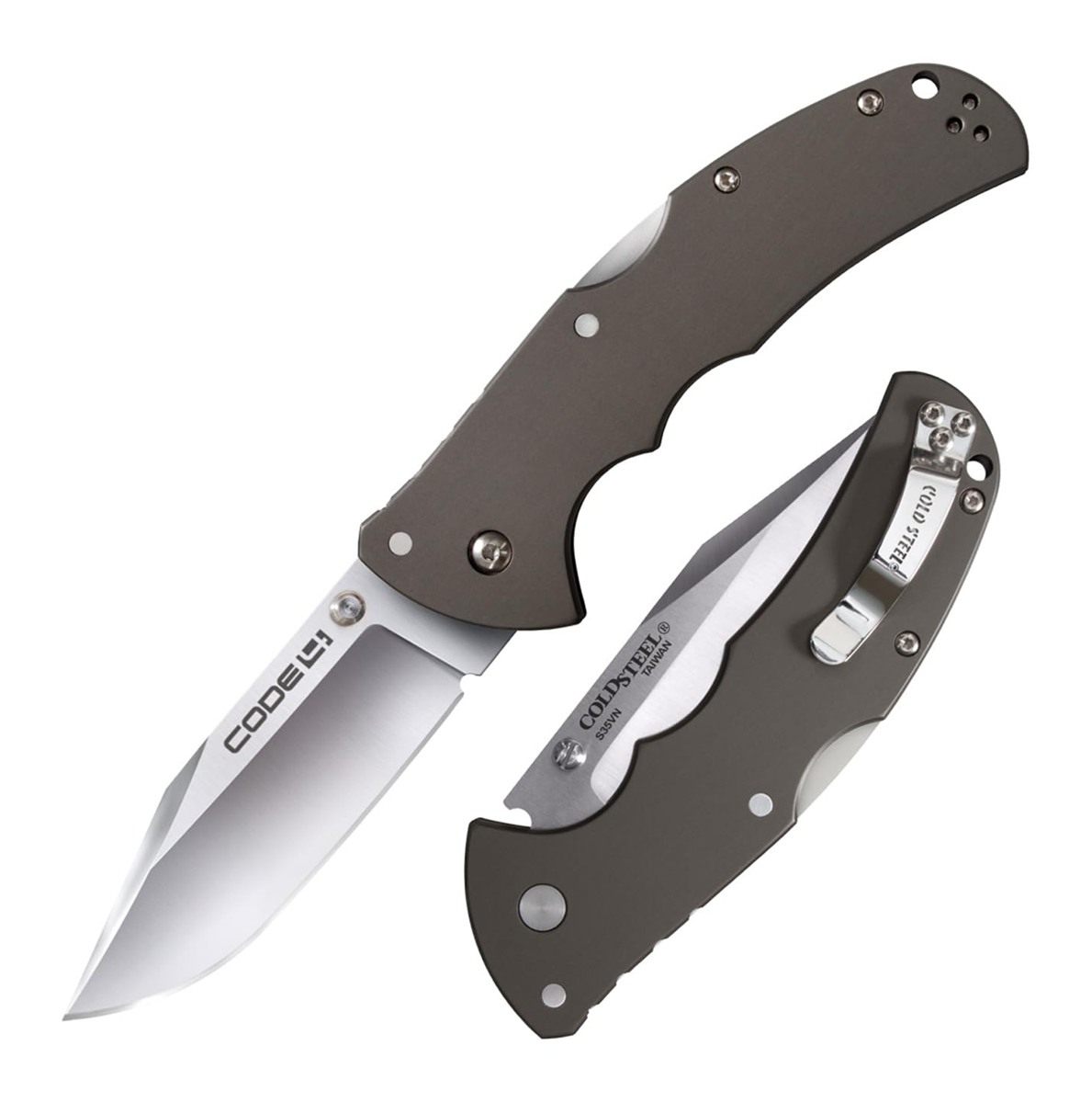 Cold Steel Code 4 3.5in S35VN Razor-Sharp Clip Point Blade 5in 6061 Aluminu