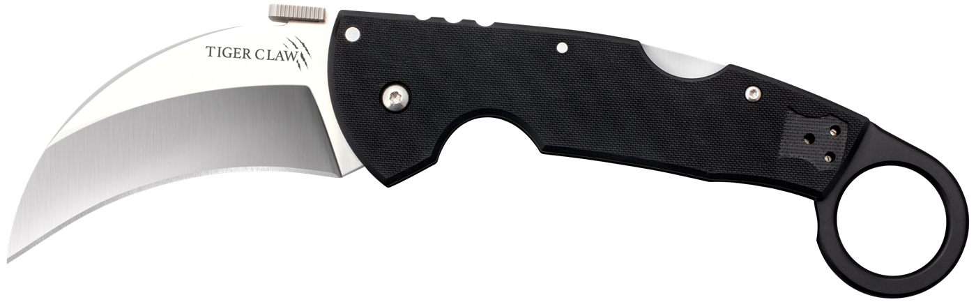 Cold Steel Tiger Claw Folding Knife with Tri-Ad Lock and Pocket Clip, Plain