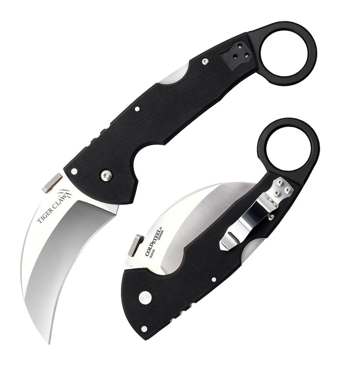 Cold Steel Tiger Claw Folding Knife with Tri-Ad Lock and Pocket Clip, Plain view 2