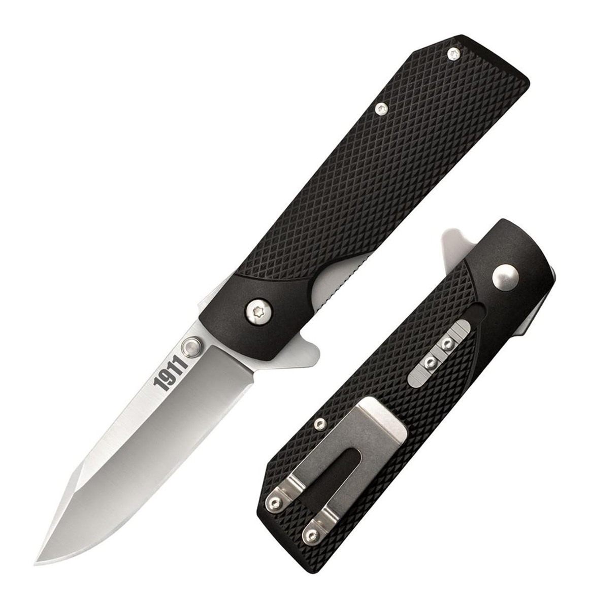 Cold Steel 1911 Folding Knife with Liner Lock, Checkered Griv-Ex Handle, Am