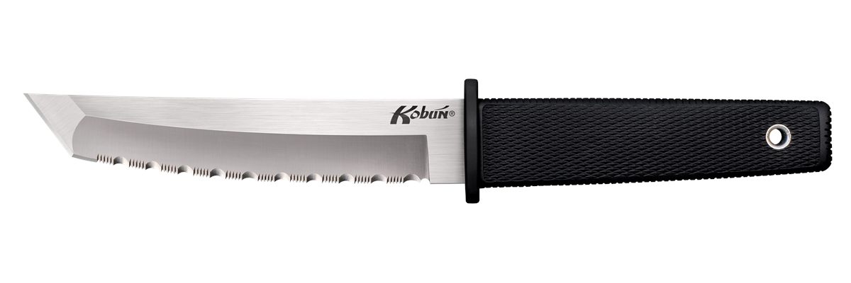 Cold Steel Kobun Serrated 5.5" Japanese AUS8A Stainless Steel American Tanto Shape Fixed Blade Tactical Hunting Knife, Ergonomic Kray-Ex Handle, Secure-Ex Sheath view 2