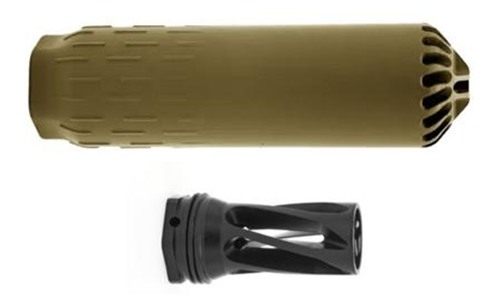 Huxwrx Safety Flow 6K 6MM + Flash Hider 5/8-24 TPI FDE Suppressor view 2