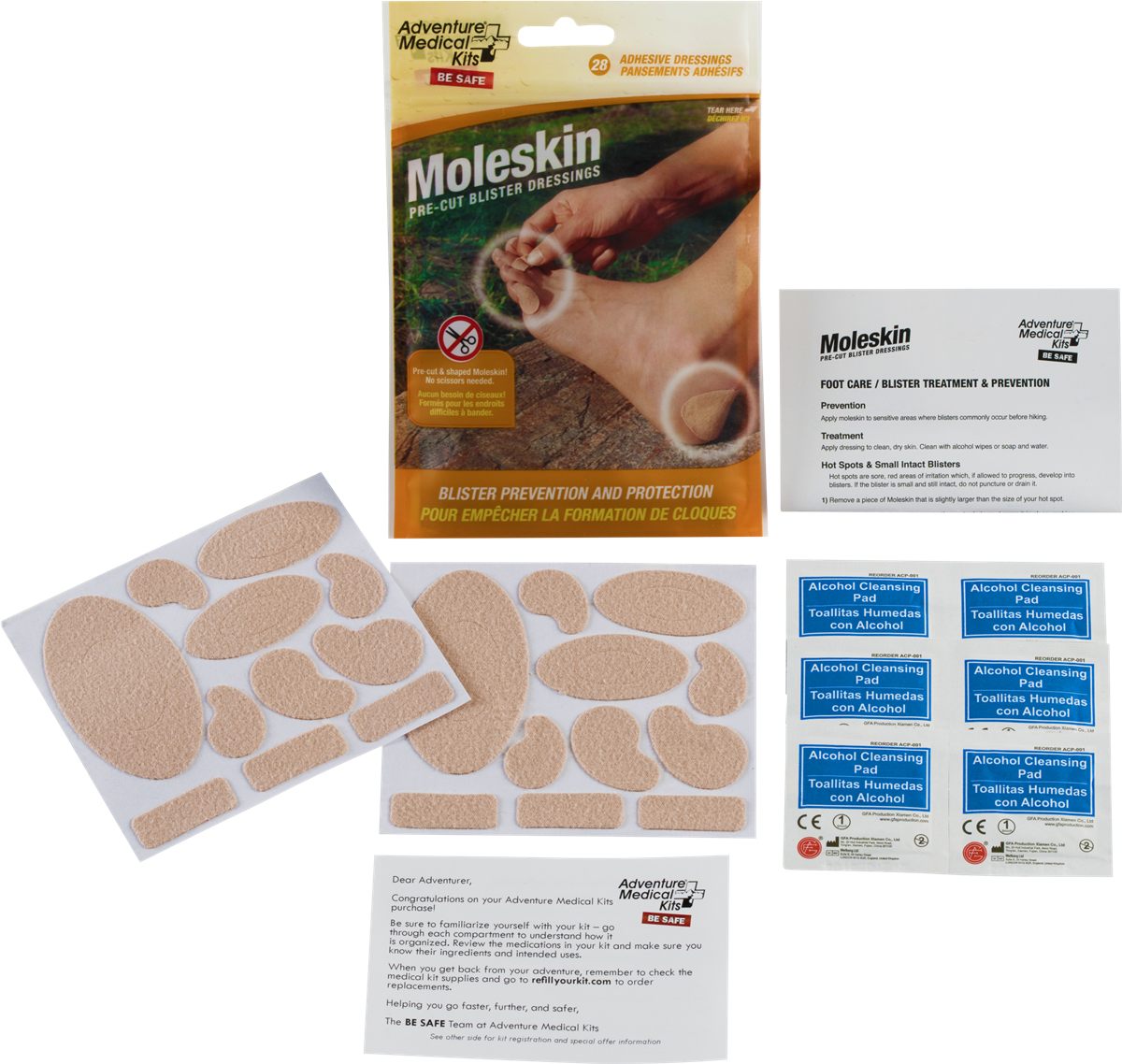 Adventure Medical Kits 01550400 Moleskin Blister Prevention Brown 22 Precut