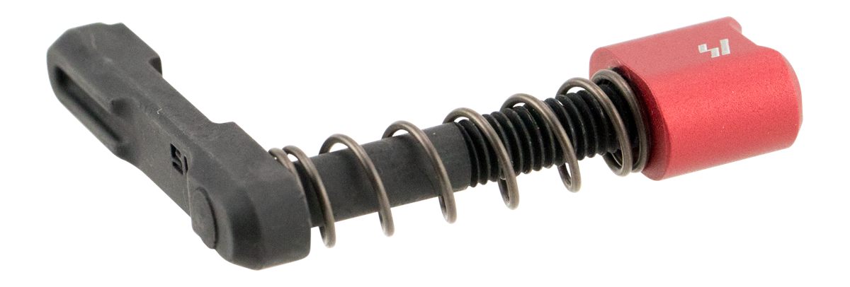 Strike Industries Arsmcred Magazine Catch made of Black Steel with Red 6061