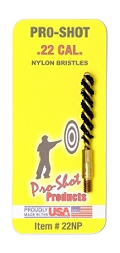 PRO Shot 22NP Bore Brush .22 Cal Pistol 8-32 Thread Nylon Bristles Brass Co