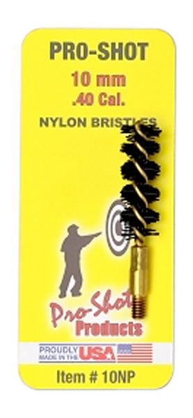 Pro Shot 10NP Bore Brush .40/ 10mm Cal Pistol 8-32 Thread Nylon Bristles Br