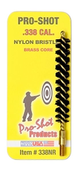 PRO Shot 338NR Bore Brush .338 Cal Rifle 8-32 Thread Nylon Bristles Brass C