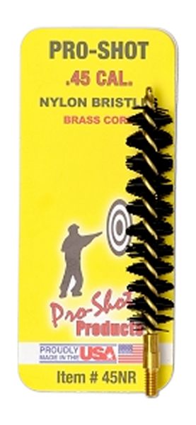 PRO Shot 45NR Bore Brush .45 Cal Rifle 8-32 Thread Nylon Bristles Brass Cor
