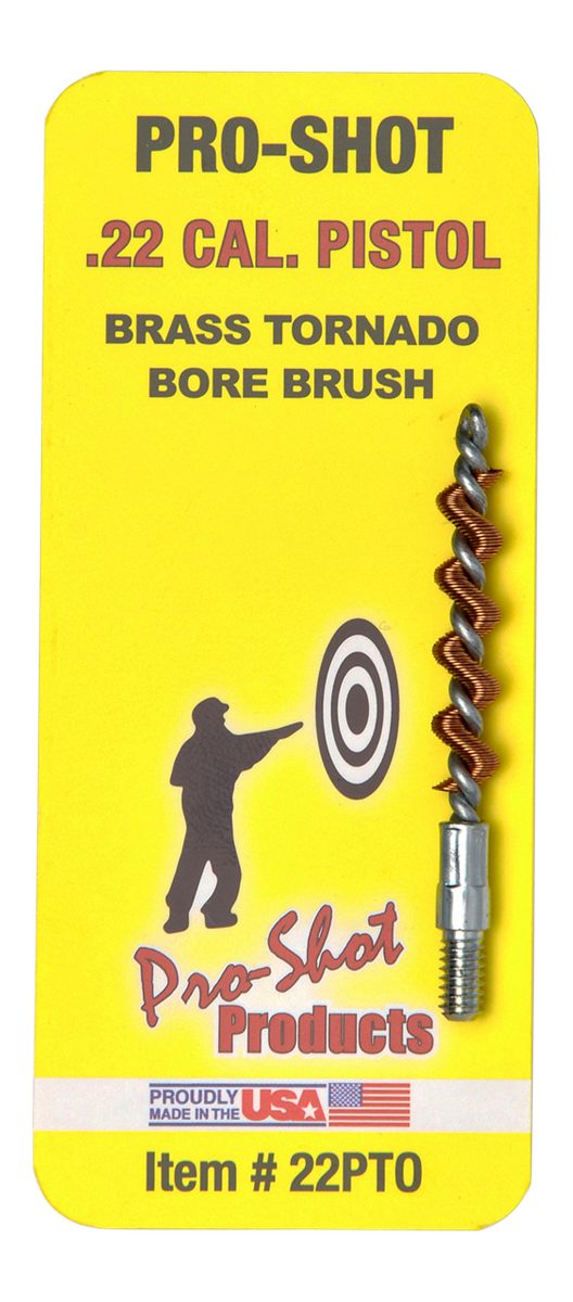 PRO Shot 22PTO Tornado Bore Brush .22 Cal Pistol 8-32 Thread Brass Spiral W