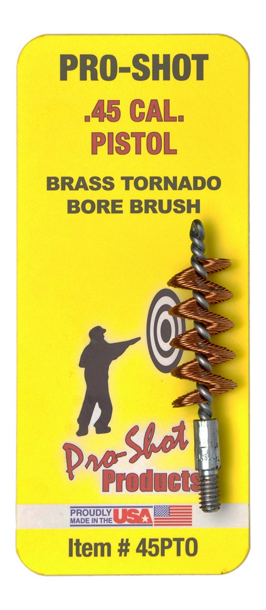 PRO Shot 45PTO Tornado Bore Brush .45 Cal Pistol 8-32 Thread Brass Spiral W