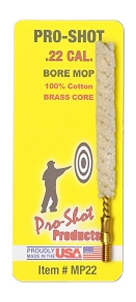 Pro Shot MP22 Bore Mop .22 Cal Handgun/Rifle 8-32 Thread Cotton 1.75in Long