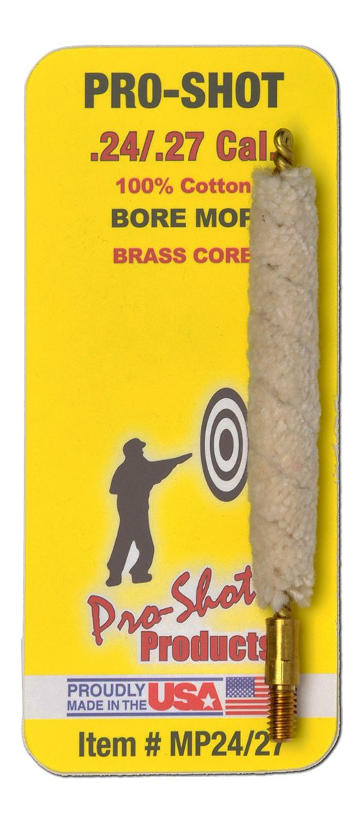 PRO Shot MP2427 Bore Mop .24 - .27 Cal Rifle 8-32 Thread Brass Core