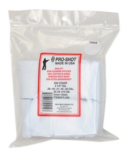 Pro Shot 214250 Cleaning Patches .38 - .45 Cal/ .410 / 20 Gauge 2.25in Squa