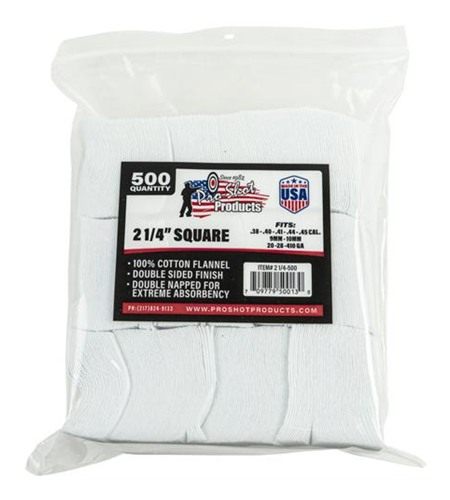 Pro Shot Cleaning Patches .38-.45 CAL 20-.410 GA 2 1/4in Square (500 Count)
