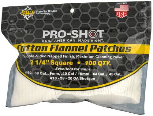 Pro Shot Cleaning Patches .38-.45 CAL 20-41 Gauge (100 Count)
