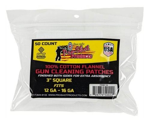 Pro Shot Cleaning Patch Cotton Flannel 12GA-16GA 3in 50CT