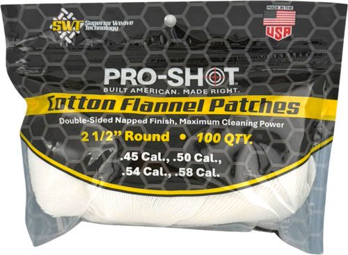 Pro Shot Cleaning Patch Cotton Flannel .45-.58 2 1/2in 100CT