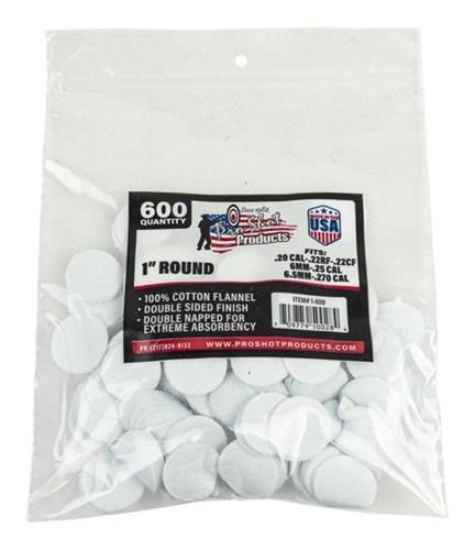 Pro Shot Cleaning Patches .22-270CAL 1in Round (600 Count)