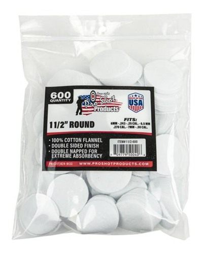 Pro Shot Cleaning Patches 6MM-.30 CAL 1 1/2in Round (600 Count)