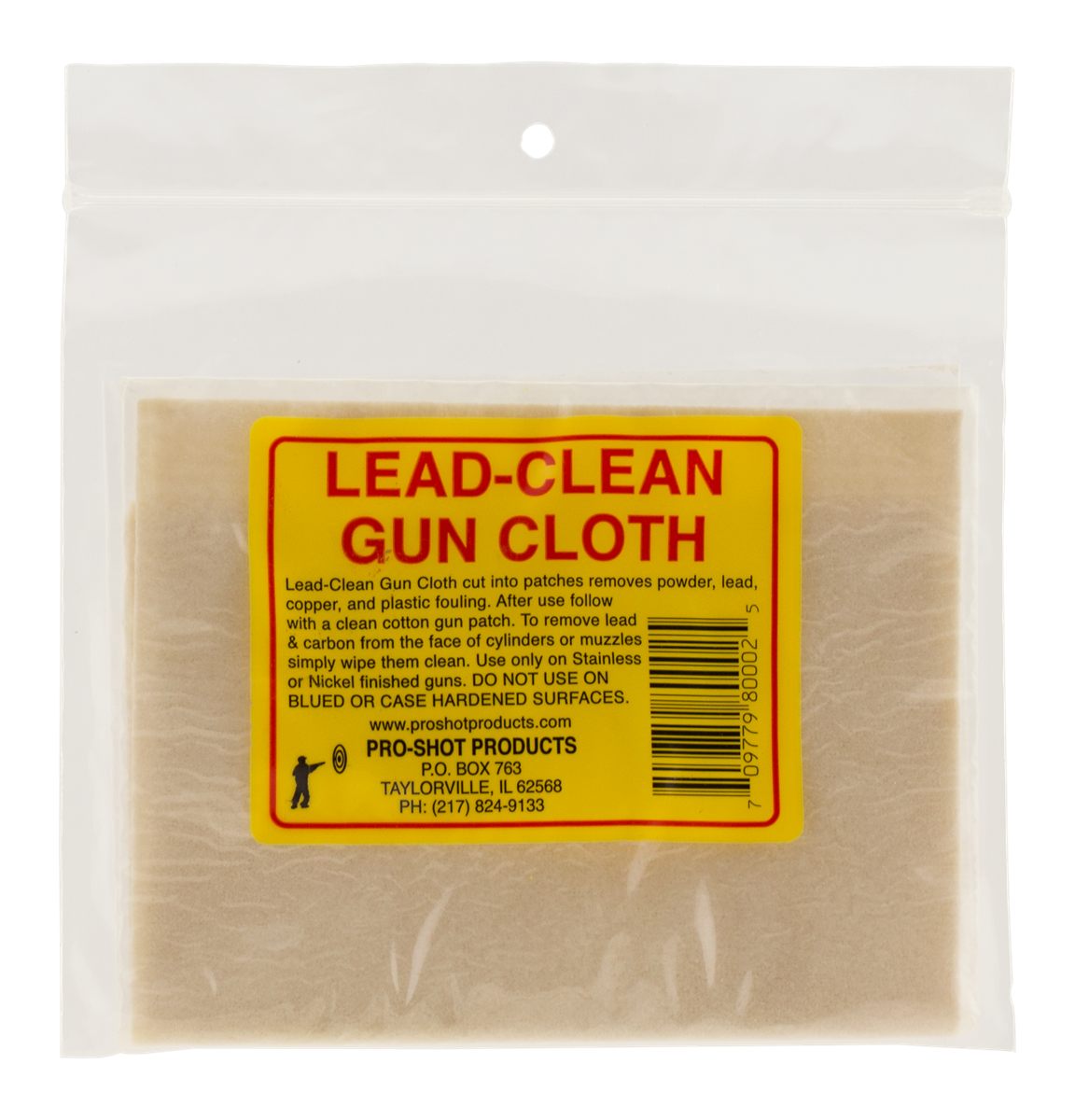 PRO Shot Lead-Clean Cloth 8.75inX11.25in FOR Stainless Firearms Removes
