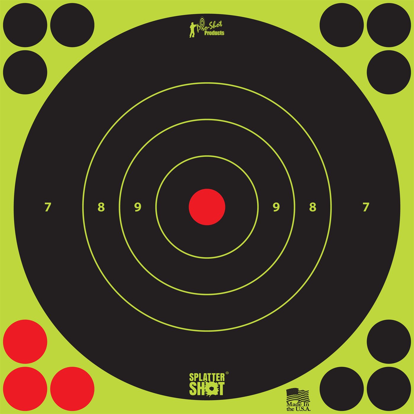 Pro Shot 8BGREEN6PK SplatterShot Self-Adhesive Paper Black/Green 8in Bullse
