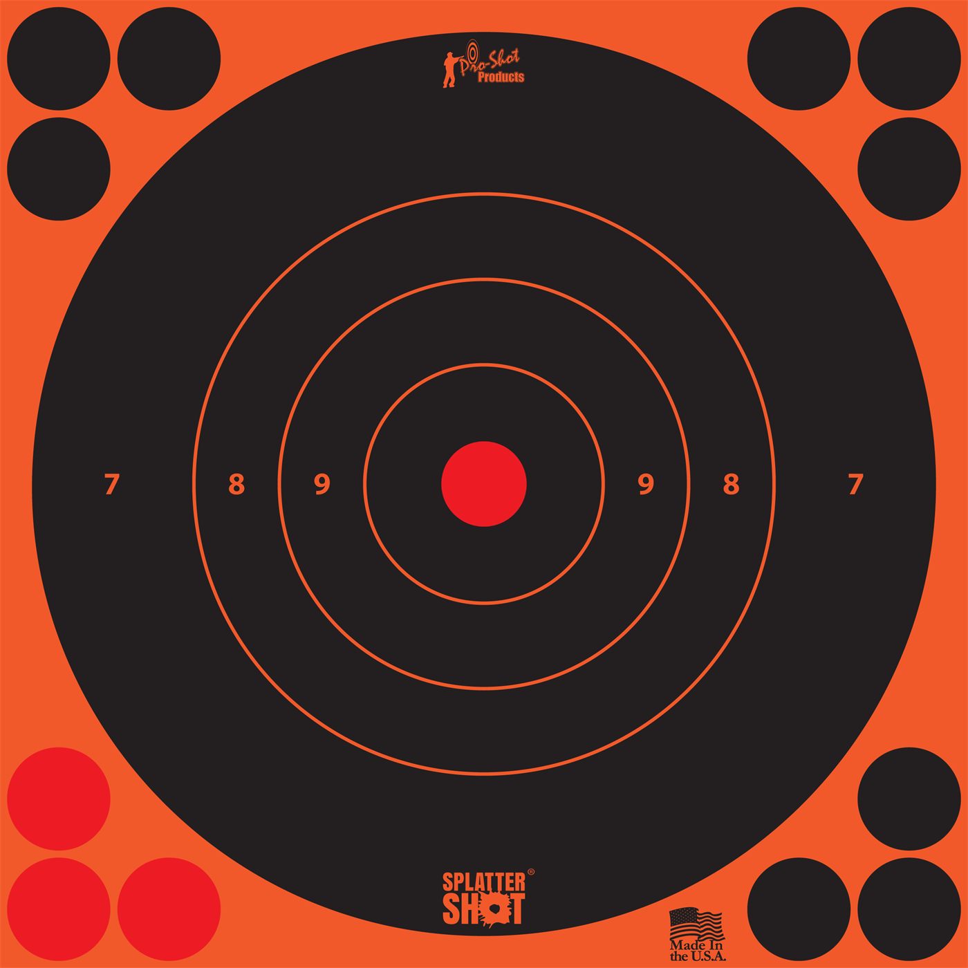 Pro Shot 8BORNG6PK SplatterShot Self-Adhesive Paper Black/Orange 8in Bullse