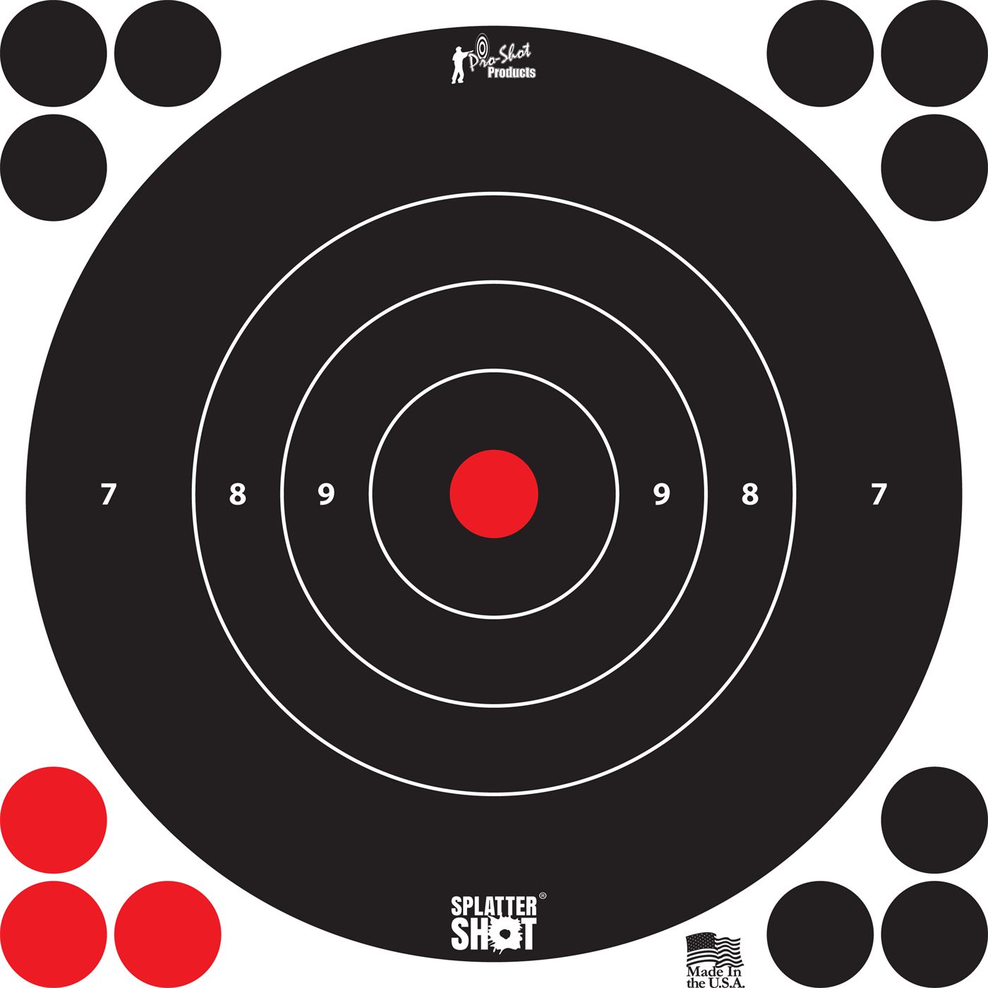 PRO Shot 8BWHITE6PK SplatterShot Self-Adhesive Paper Black/White 8in Bullse