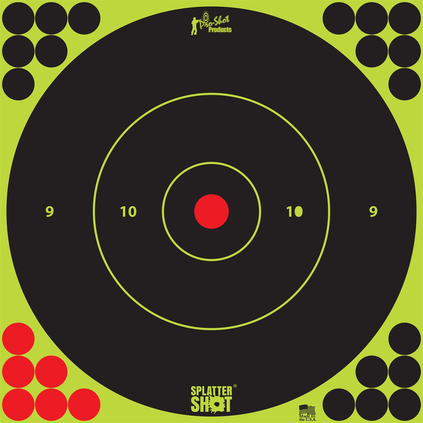 Pro Shot 12BGREEN5PK SplatterShot Self-Adhesive Paper Black/Green 12in Bull