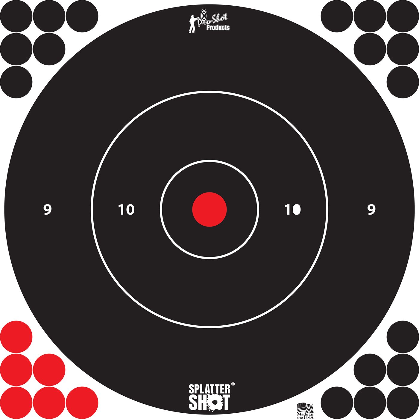 PRO Shot 12BWHTE5PK SplatterShot Self-Adhesive Paper Black/White 12in Bulls