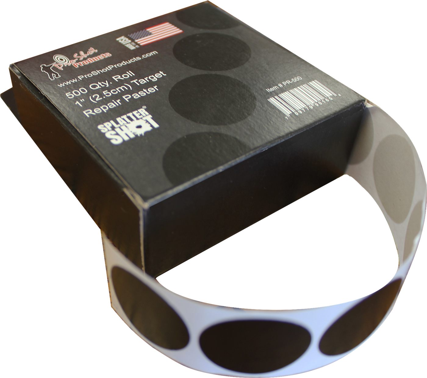 Pro Shot PR500 SplatterShot Repair Pasters Black 1in Self-Adhesive 500 Per
