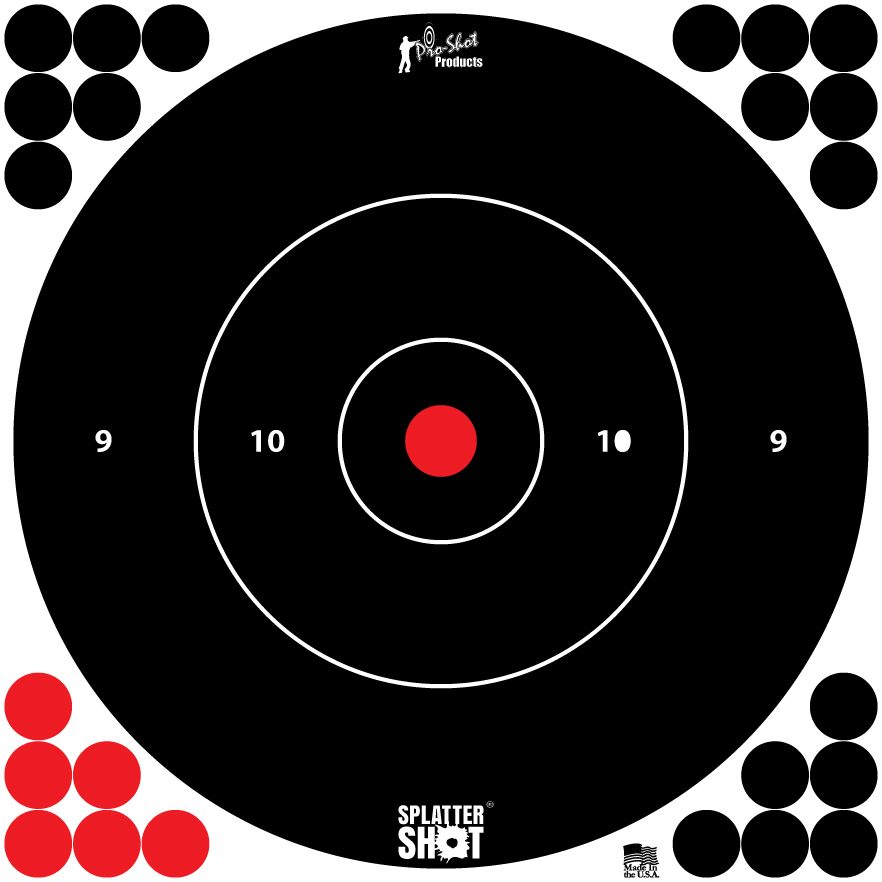 Pro Shot 12BWHTETG5PK SplatterShot Bullseye Hanging Tagboard 12in Black/Red