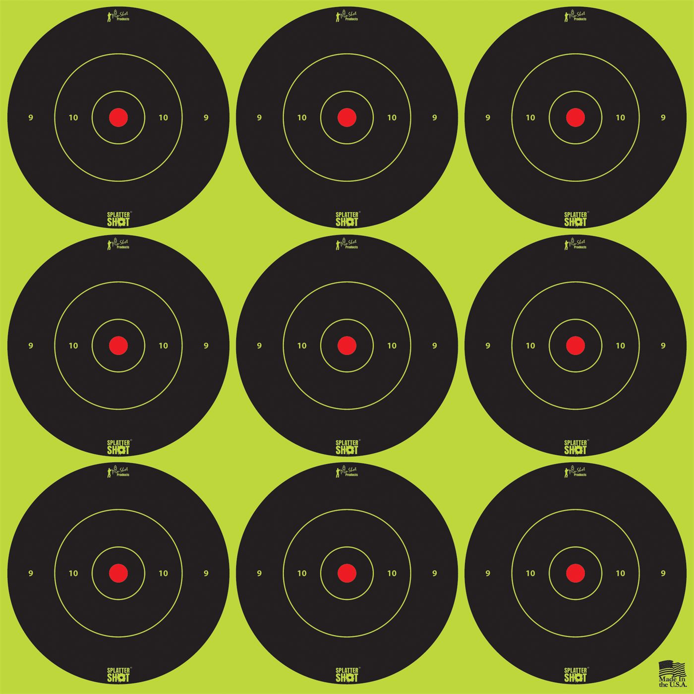 PRO Shot 2BGREEN108 SplatterShot Self-Adhesive Paper Black/Green 2in Bullse