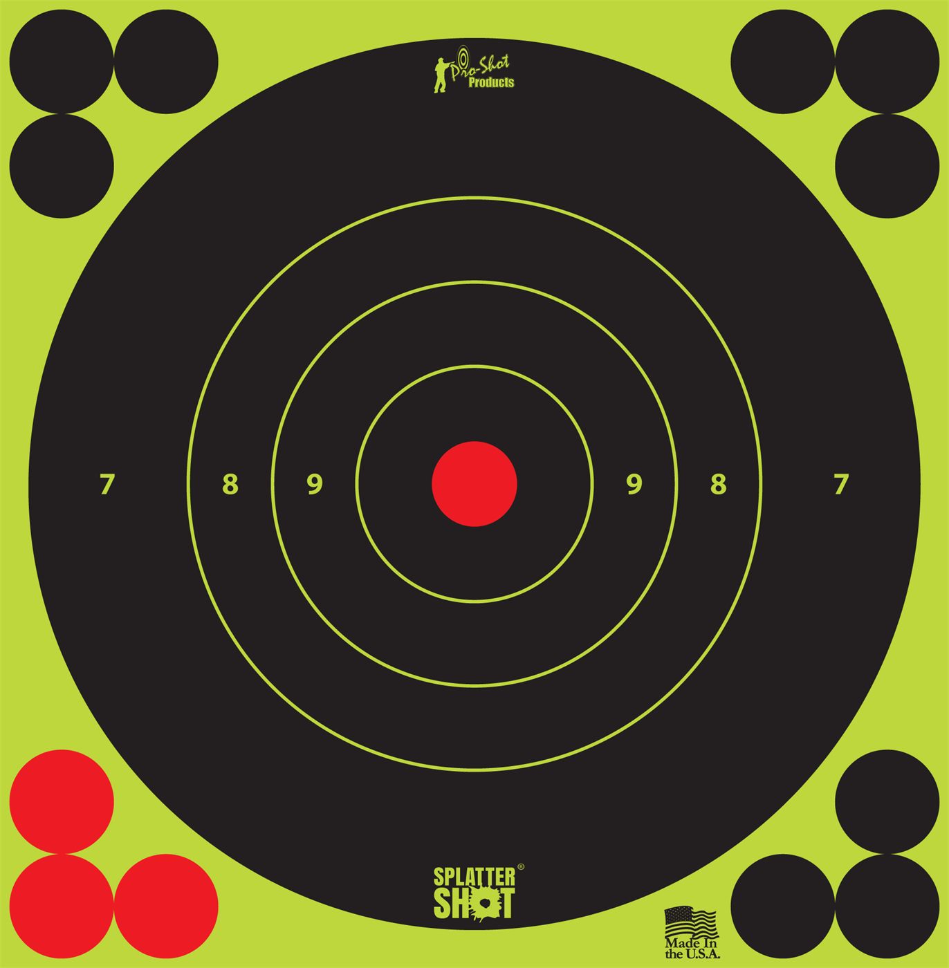 Pro Shot 6BGREEN12PK SplatterShot Self-Adhesive Paper Black/Green 6in Bulls