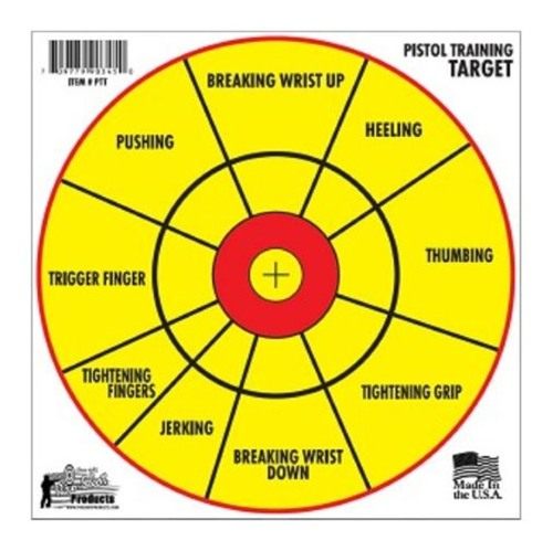 Pro Shot PTT6PK Pistol Training 12in Diagnostic Bullseye Hanging Paper Yell view 2