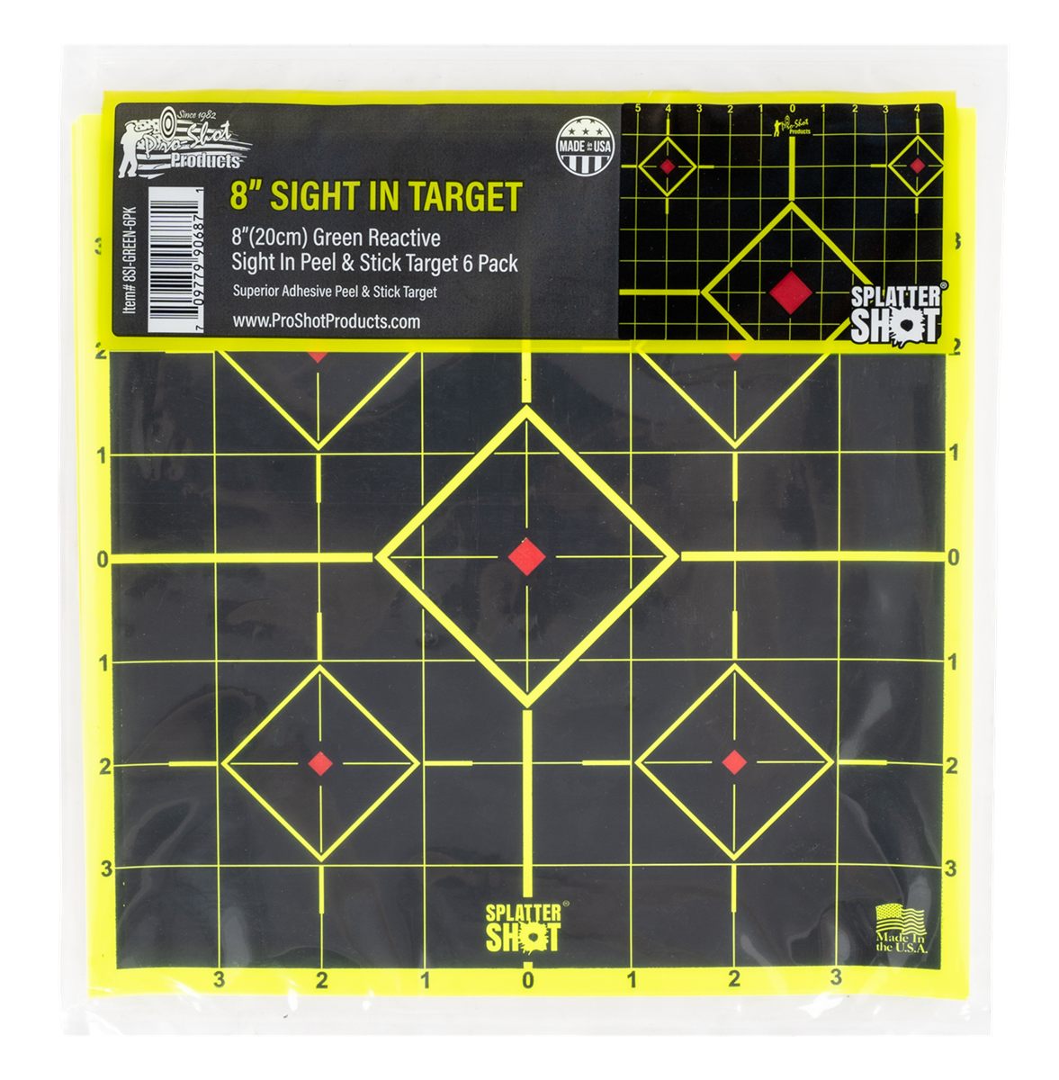 Pro Shot 8SIGREEN6PK SplatterShot Sight-In Self-Adhesive Paper Black/Green