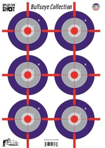 Pro Shot Splatter Target 12inX18in Multi-Bullseye 8PK