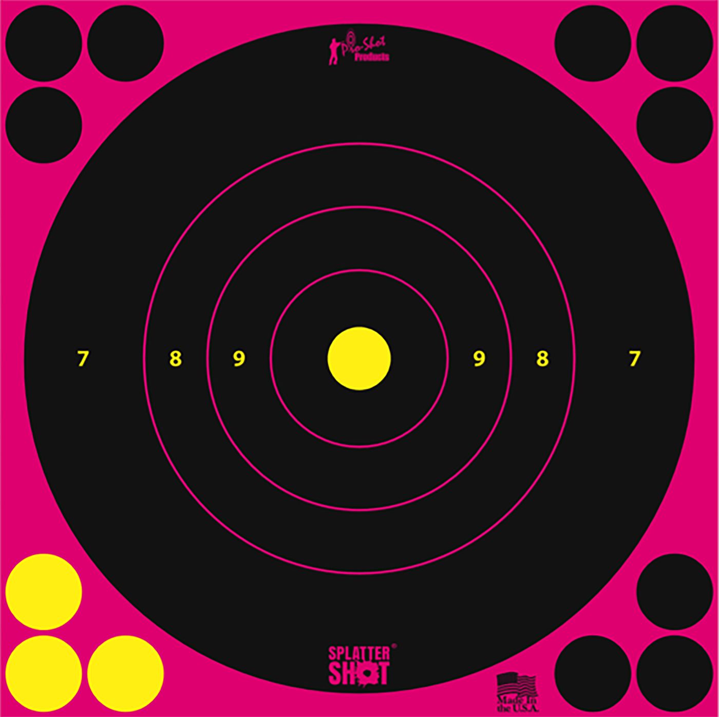 Pro Shot 8BPINK6PK SplatterShot Self-Adhesive Paper Black/Pink 8in Bullseye