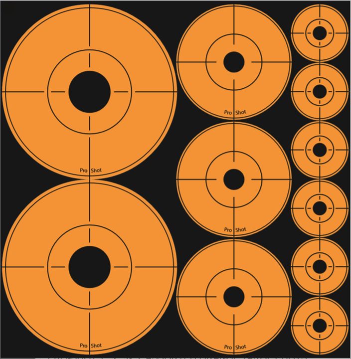 Pro Shot Assorteddot Peel Stick Target Dots Black/Orange 10 Pack
