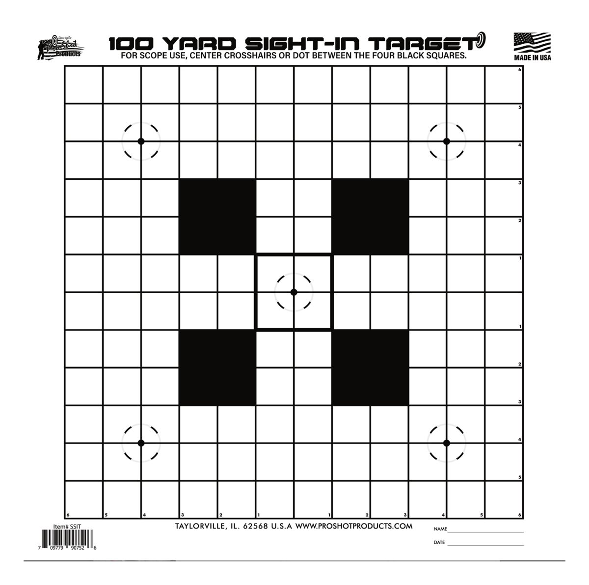 PRO Shot SSIT12PK Sight-In Hanging Heavy Paper 100yds 14in x Black/White 12