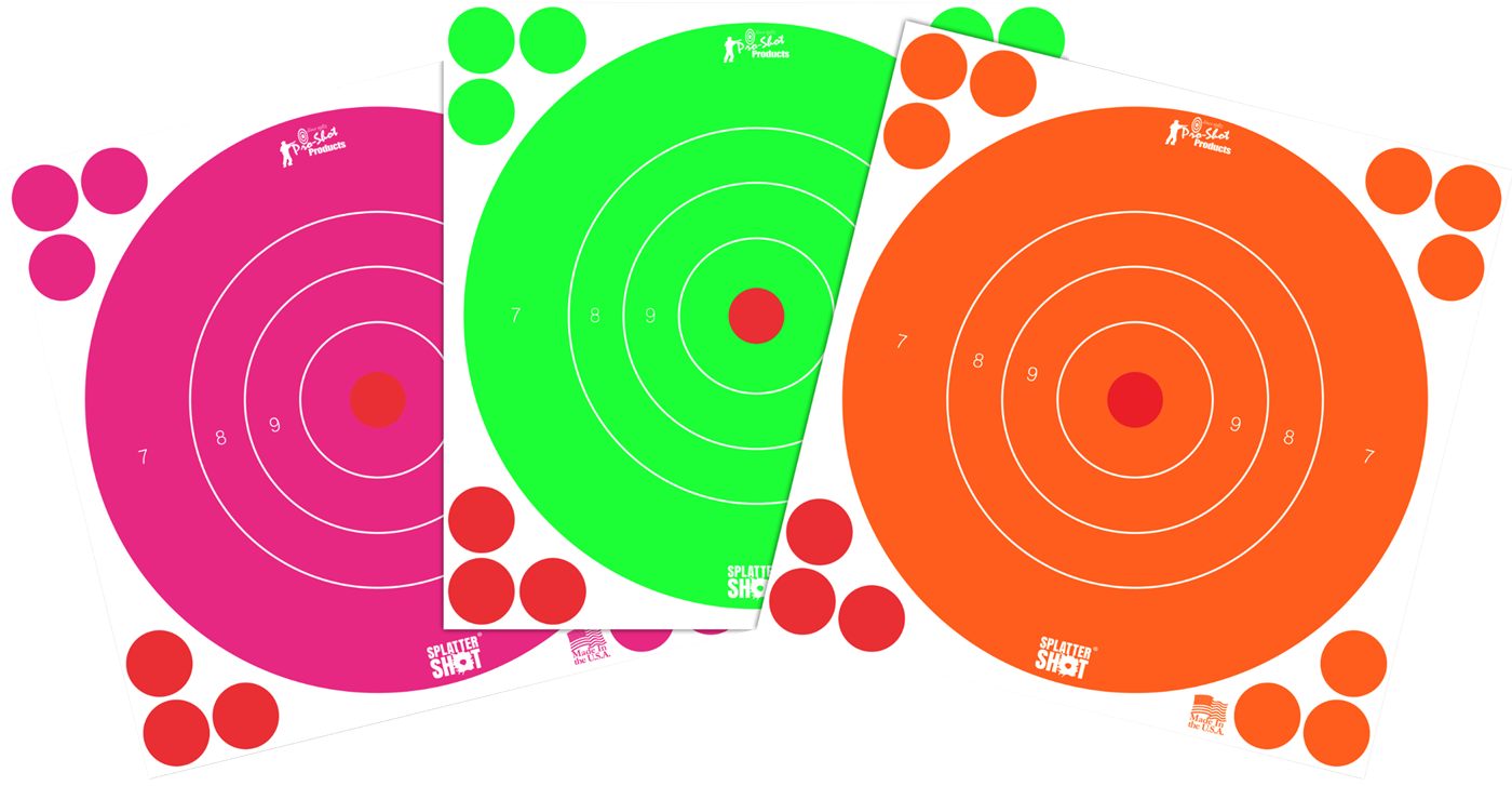 PRO Shot 8BFL6COMBO SplatterShot 8in Bullseye Self-Adhesive Orange/Pink/Gre