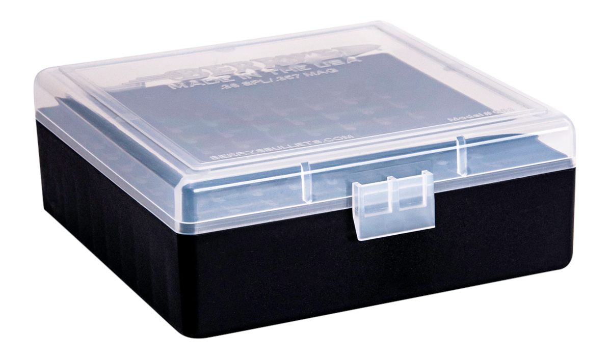 Berry's Manufacturing Plastic Ammo Box, Clear/Black 100 Round 38/357 (1)