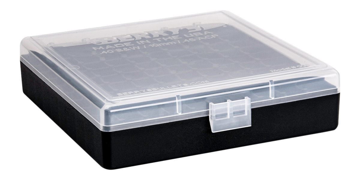 Berry's 16678 Ammo Box 40S W/45ACP Clear/Black Polypropylene 100rd