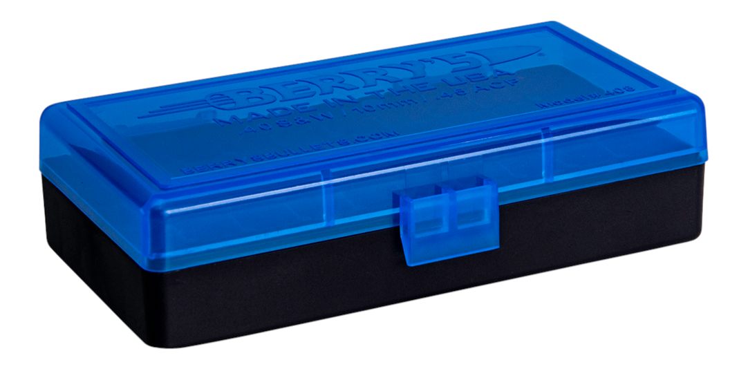 Berry's 38861 Ammo Box 40S W/45ACP Blue/Black Polypropylene 50rd