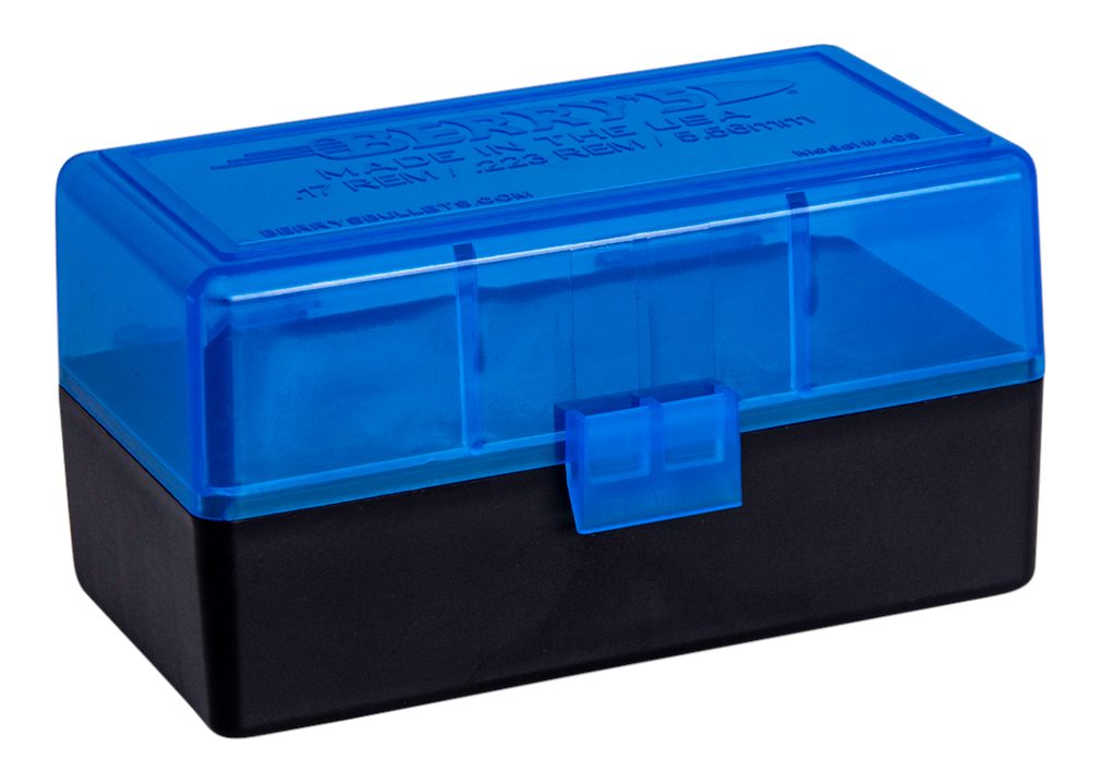 Equival Berry's Plastic Ammo Box, Blue / Black 50 Round 223 / 5.56 (1)