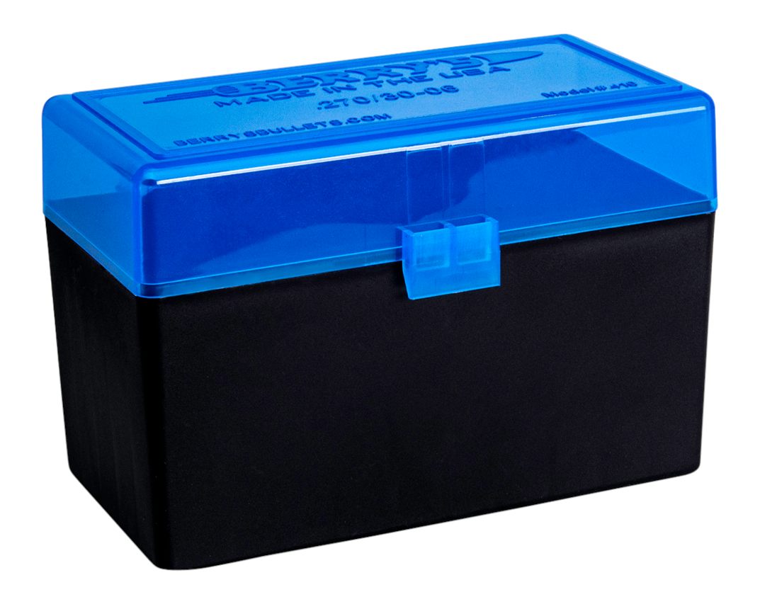 BERRY'S Plastic Ammo Box, Blue/Black 50 Round 270/30-06 (3)
