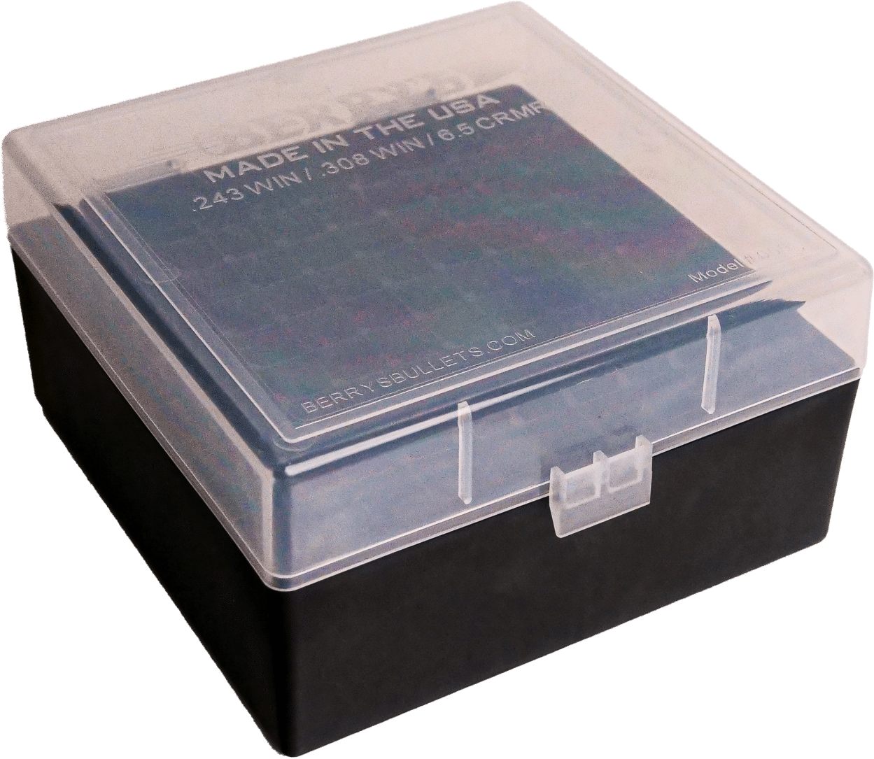 Berrys Manufacturing 009 Ammo Box .243/6.5/.308 Black with Clear Lid 100/ct