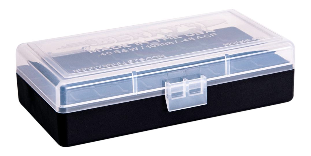 Berrys Manufacturing 67425 Ammo Box 40S W/45ACP Clear/Black Polypropylene 5