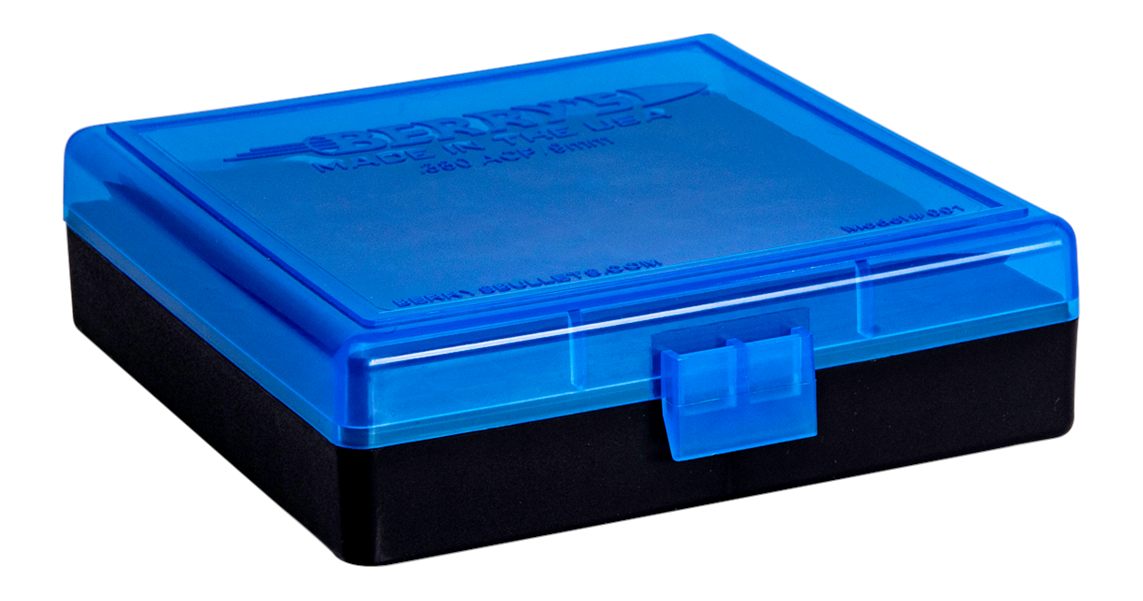 Berry's 69874 Ammo Box 9mm/380ACP Blue/Black Polypropylene 100rd